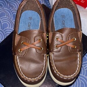 Carter's Brown Moccasin Shoes with Leather Laces and Contrasting Stitching